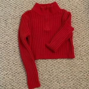 Hazel Moon Orange Cropped Turtleneck Sweater